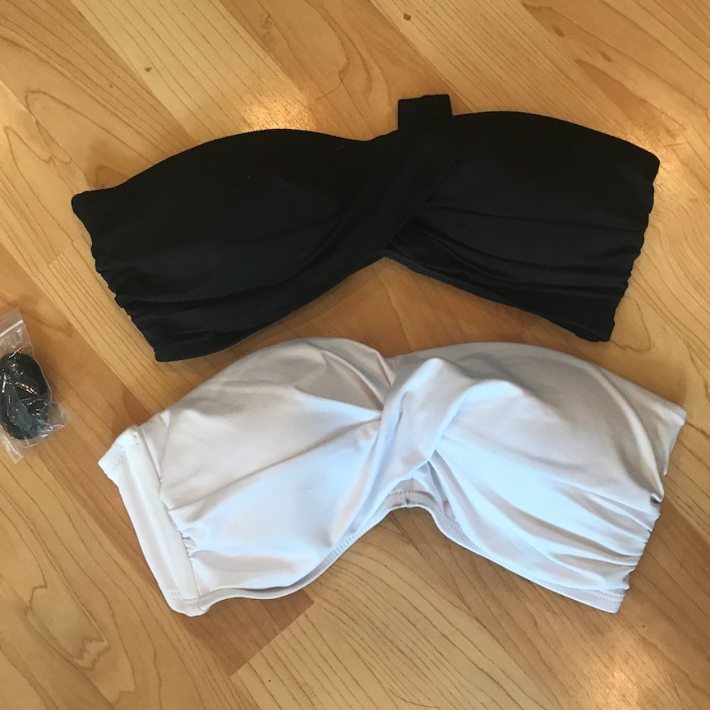 Simple Bandeau Bikini Top - white + black! S